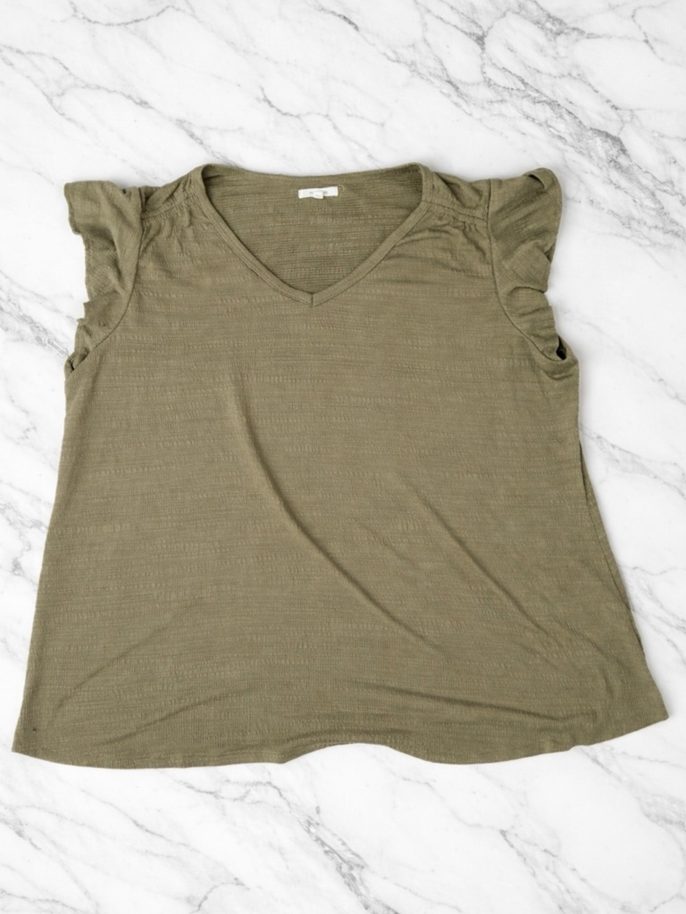 Maurices Olive V-Neck Ruffle Sleeve Tank